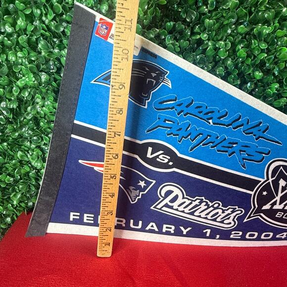 2004 Super Bowl XXXVIII New England Patriots' vs Panthers Pennant 2 Houston - Picture 3 of 11